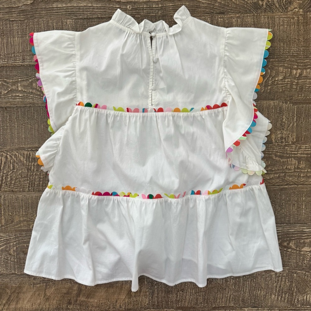 CROSBY by Mollie Burch White High Neck Blakely Blouse medium - Picture 9 of 11